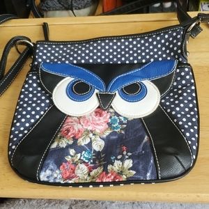 Navy, polka dot, floral, owl purse